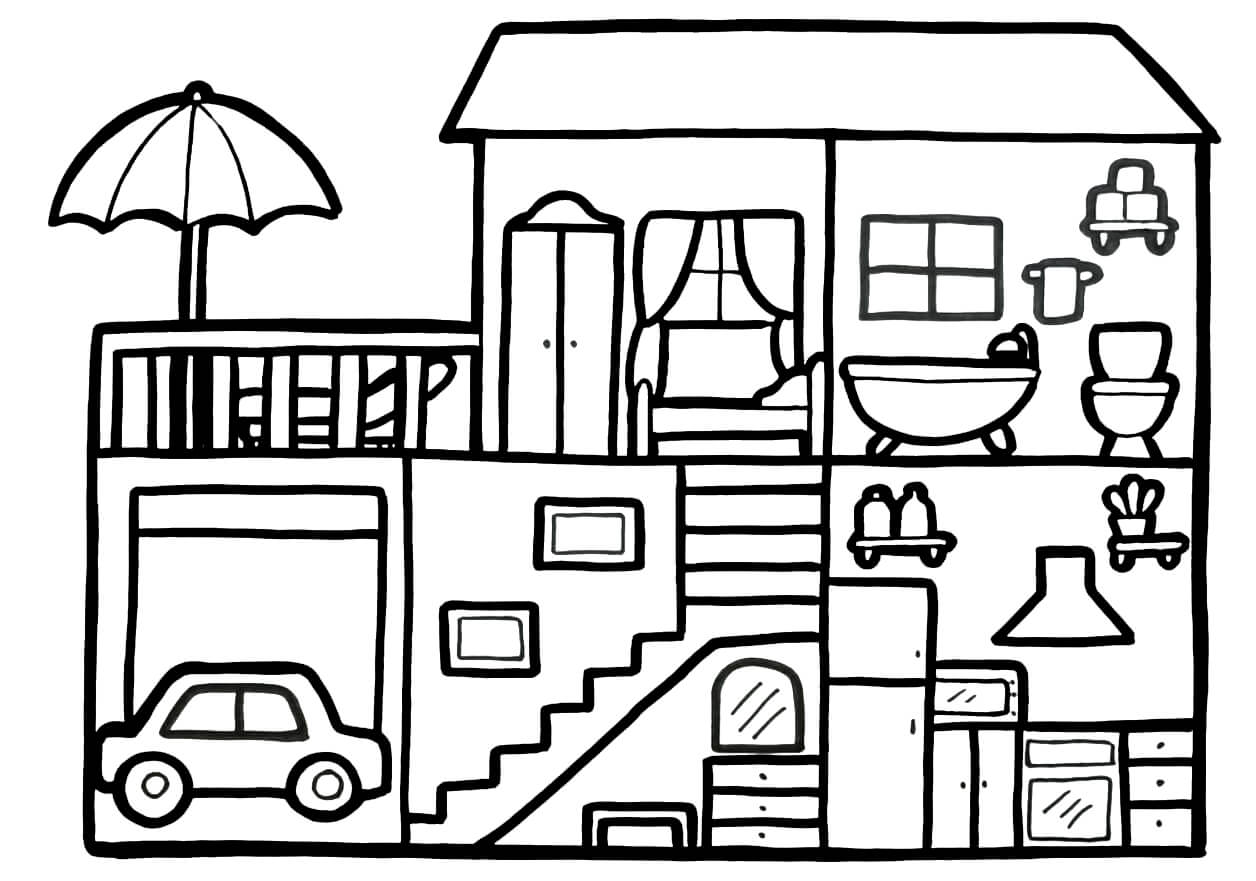 Coloriage gratuit Maison #172181 de la collection Bâtiments et Architecture à imprimer