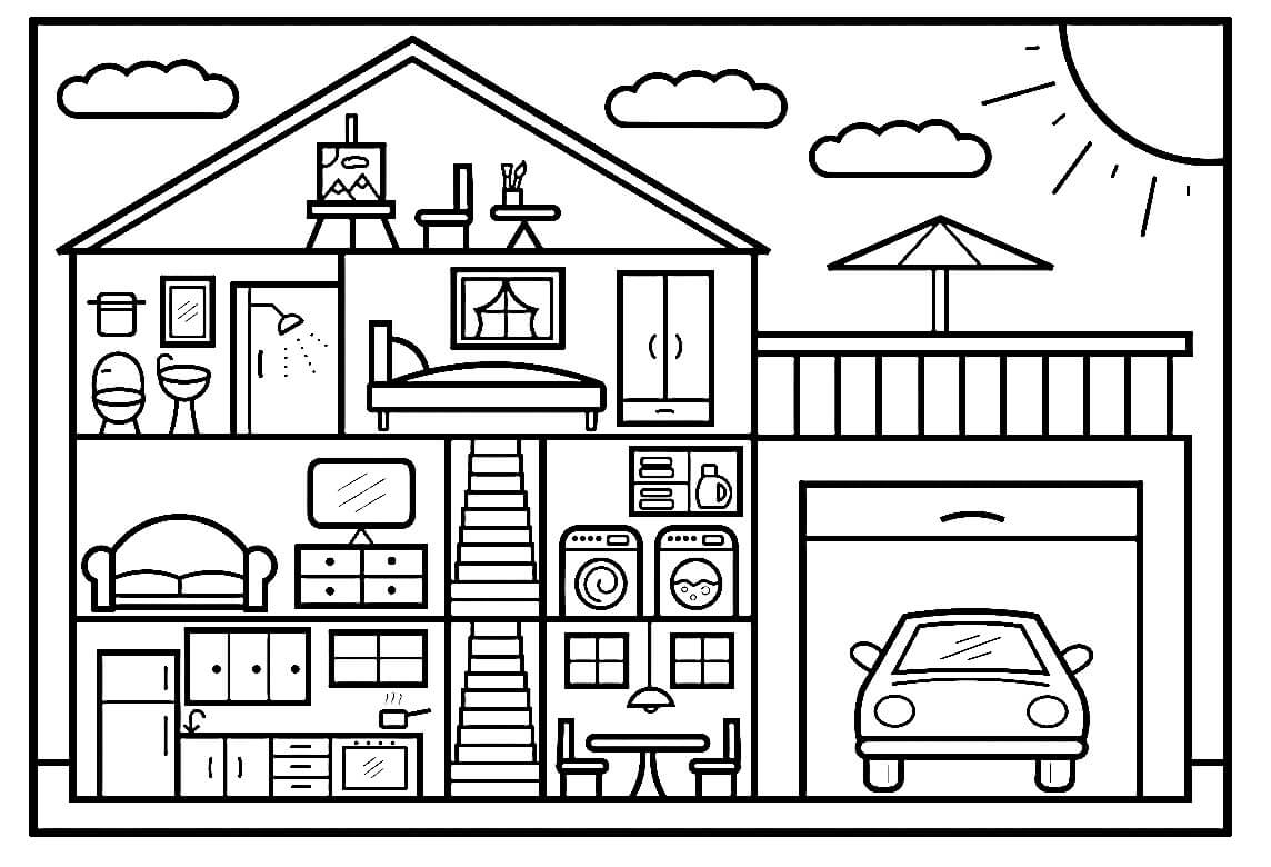 Coloriage gratuit Maison #172196 de la collection Bâtiments et Architecture à imprimer
