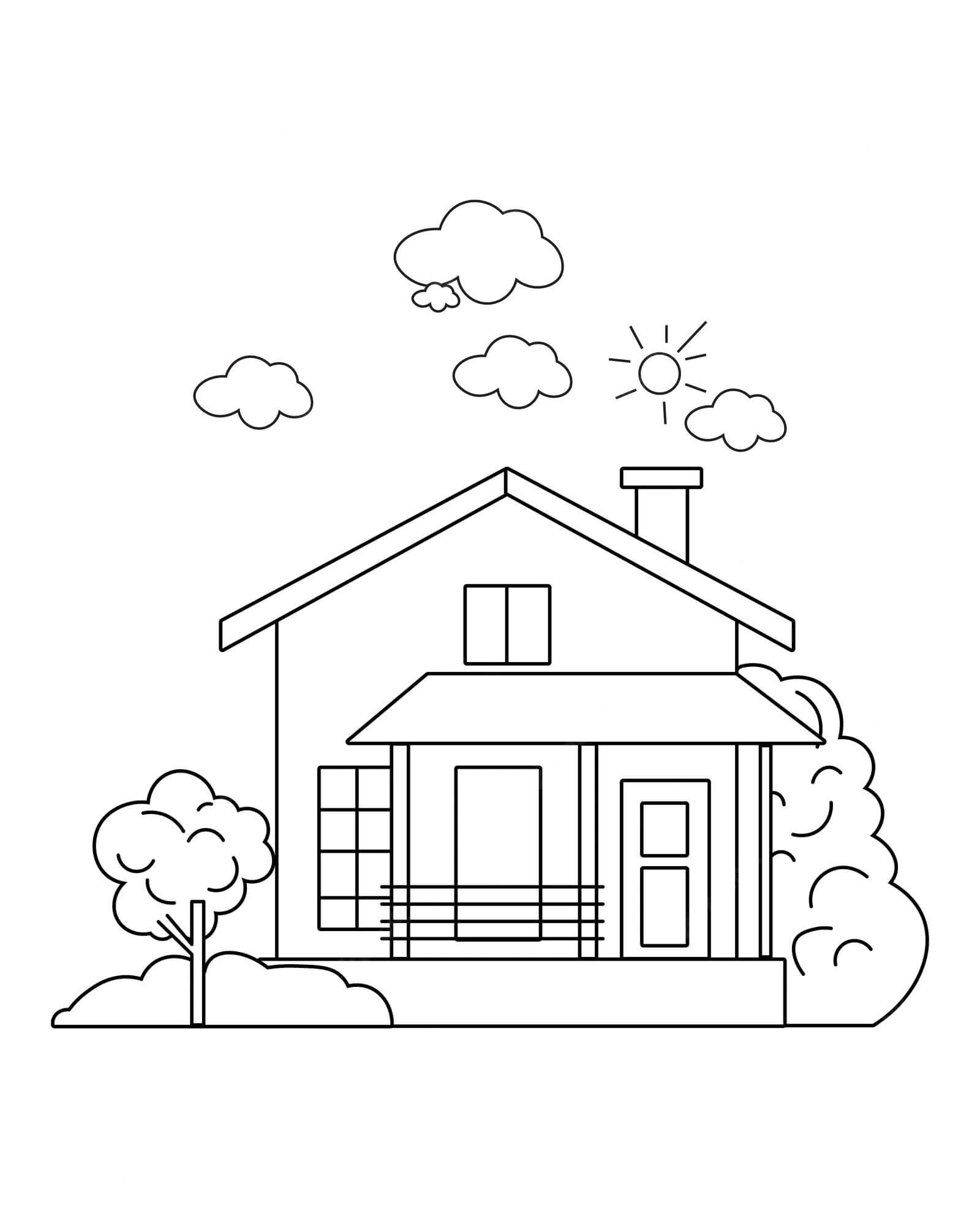 Joli coloriage Maison #172220 de la collection Bâtiments et Architecture, prêt à imprimer pour petits et grands