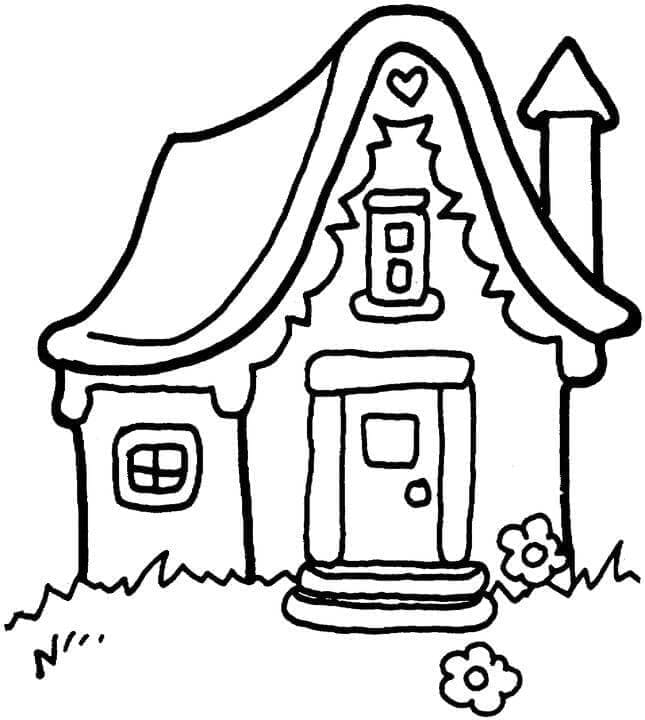 Dessin à colorier Maison #215849 issu de la collection Bâtiments et Architecture, prêt à imprimer