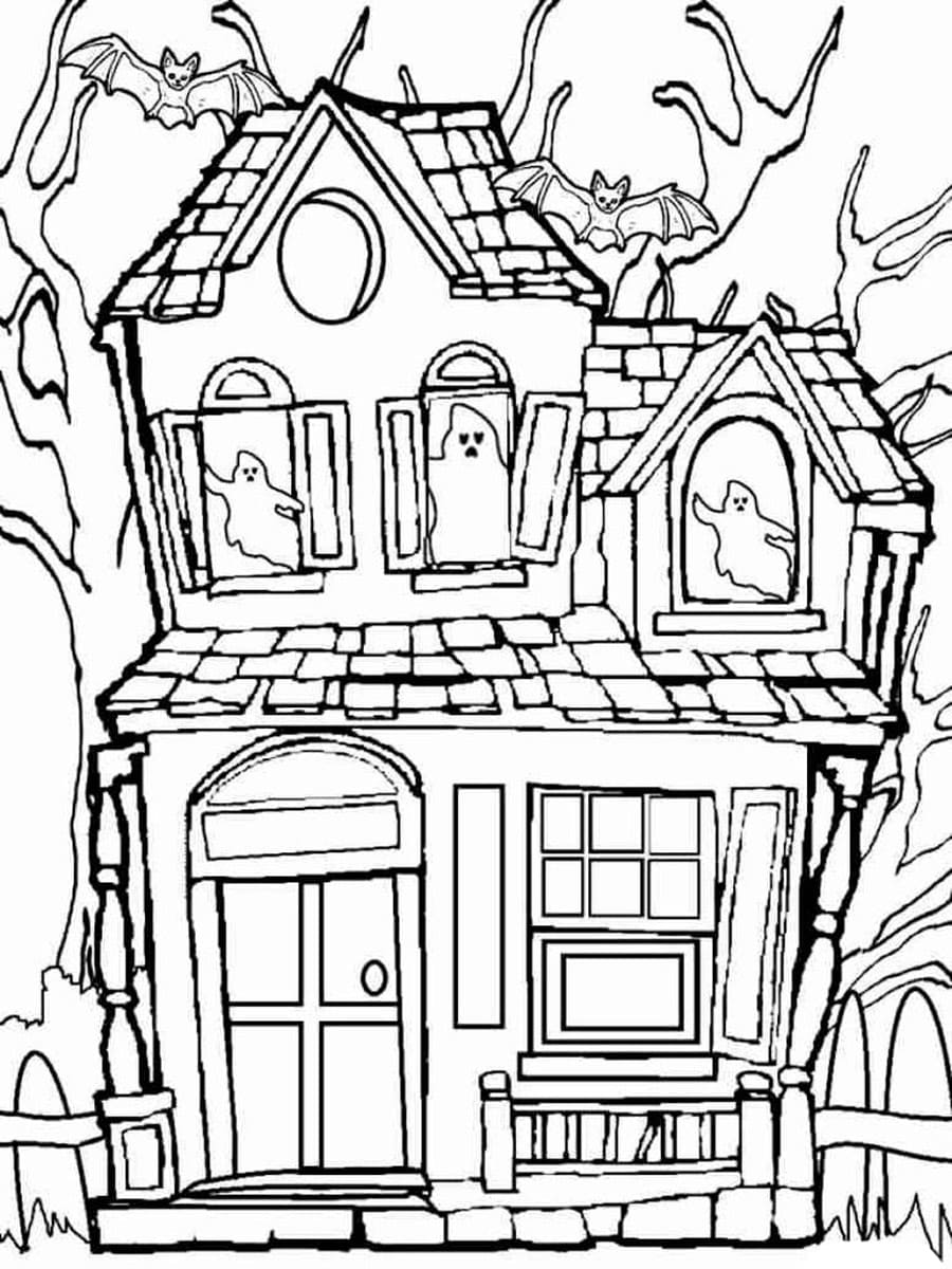 Dessin à colorier: Maison Hantée (Bâtiments et Architecture) #198058 - Coloriages à Imprimer Gratuits