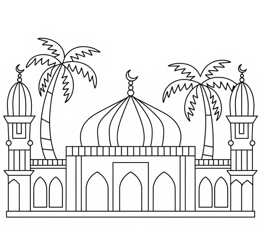 Coloriage à imprimer Mosquée #218403 de la série Bâtiments et Architecture, gratuit pour enfants et adultes