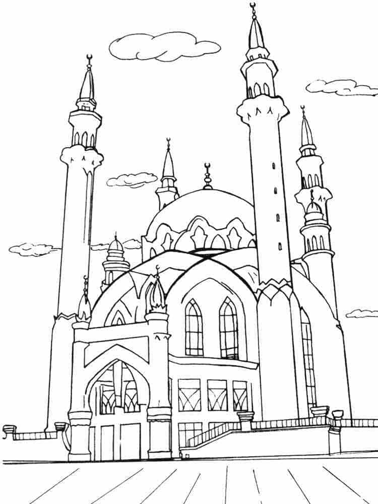 Coloriage gratuit Mosquée #218414 de la collection Bâtiments et Architecture à imprimer