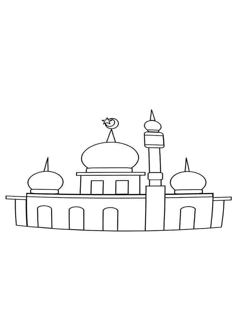 Coloriage gratuit Mosquée #218416 de la collection Bâtiments et Architecture à imprimer