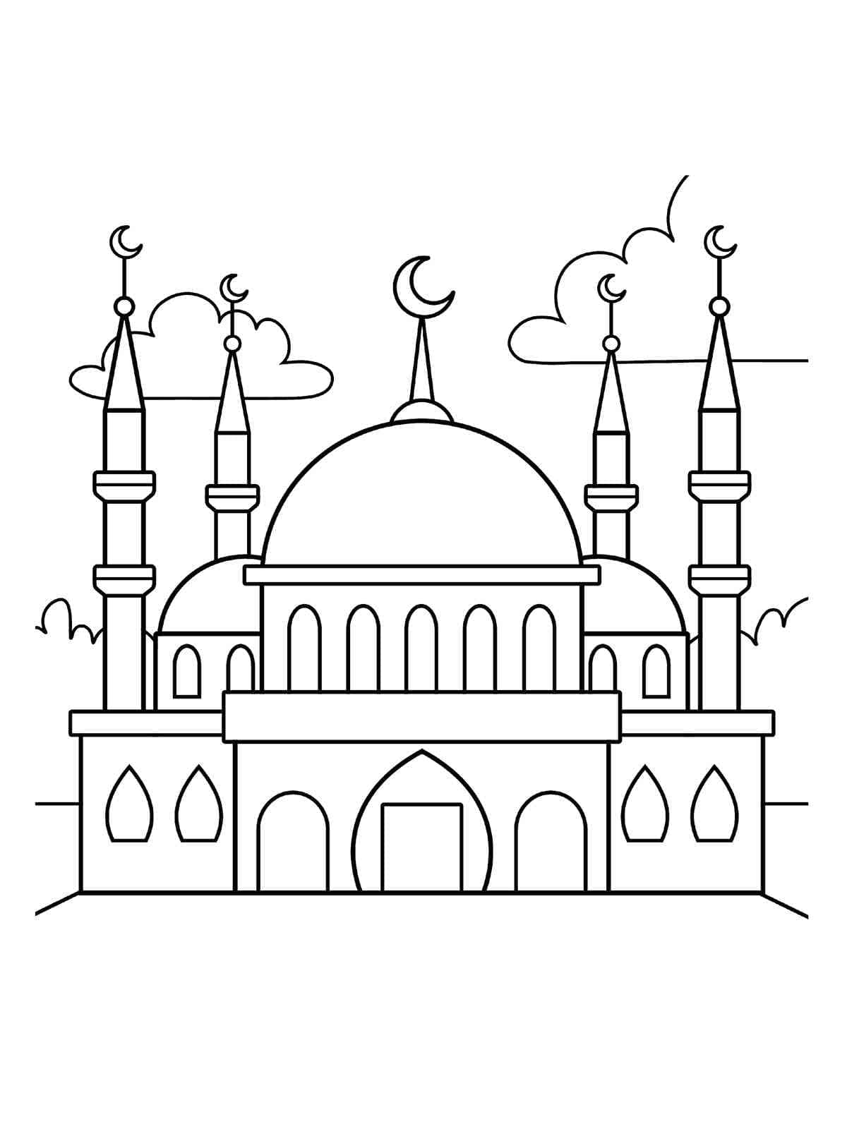 Coloriage gratuit Mosquée #218427 de la collection Bâtiments et Architecture à imprimer