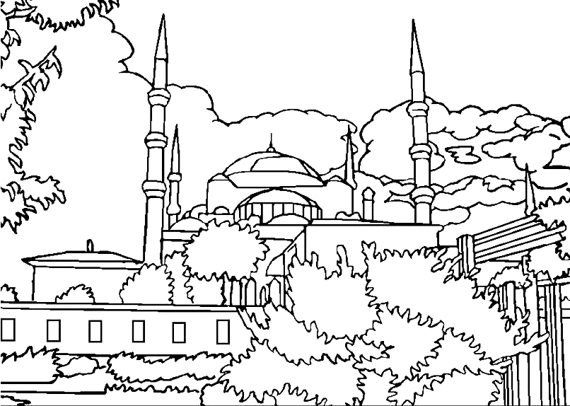 Dessin à colorier: Mosquée (Bâtiments et Architecture) #64520 - Coloriages à Imprimer Gratuits