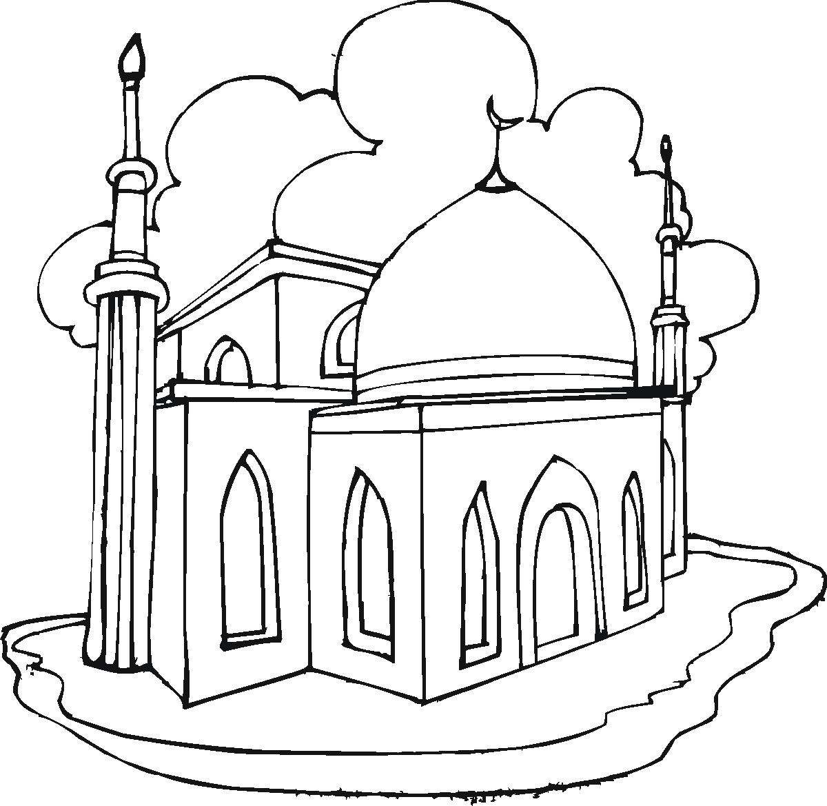 Dessin à colorier: Mosquée (Bâtiments et Architecture) #64526 - Coloriages à Imprimer Gratuits