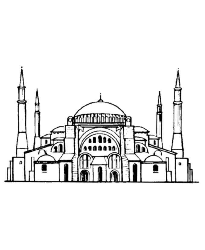 Dessin à colorier: Mosquée (Bâtiments et Architecture) #64582 - Coloriages à Imprimer Gratuits