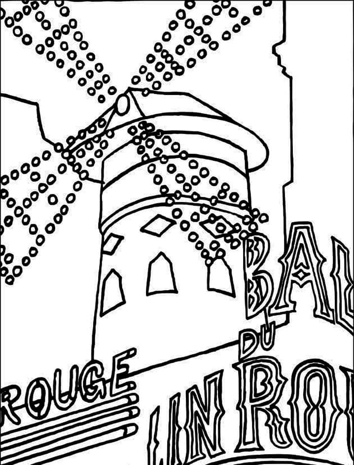 Coloriage gratuit Moulin Rouge #182539 de la collection Bâtiments et Architecture à imprimer
