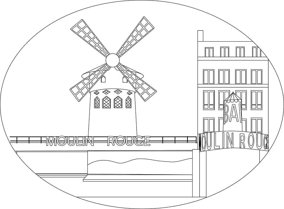 Coloriage gratuit Moulin Rouge #182541 de la collection Bâtiments et Architecture à imprimer