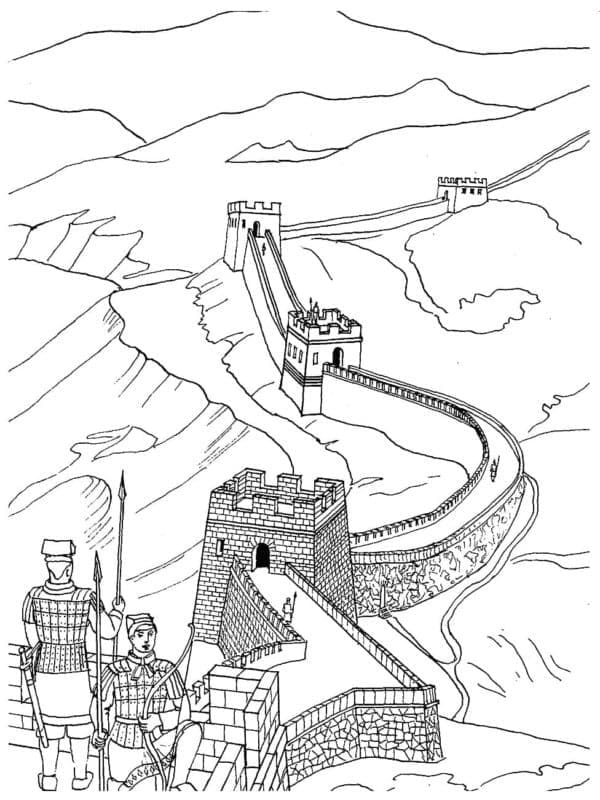Coloriage gratuit Muraille de Chine #190408 de la collection Bâtiments et Architecture à imprimer