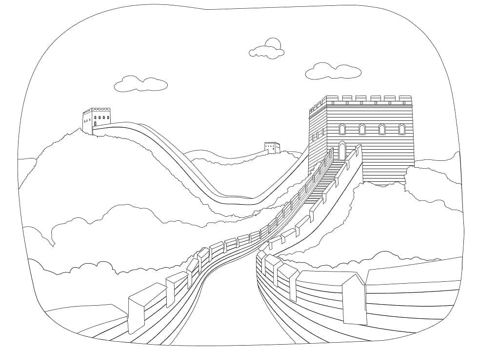 Coloriage gratuit Muraille de Chine #190410 de la collection Bâtiments et Architecture à imprimer