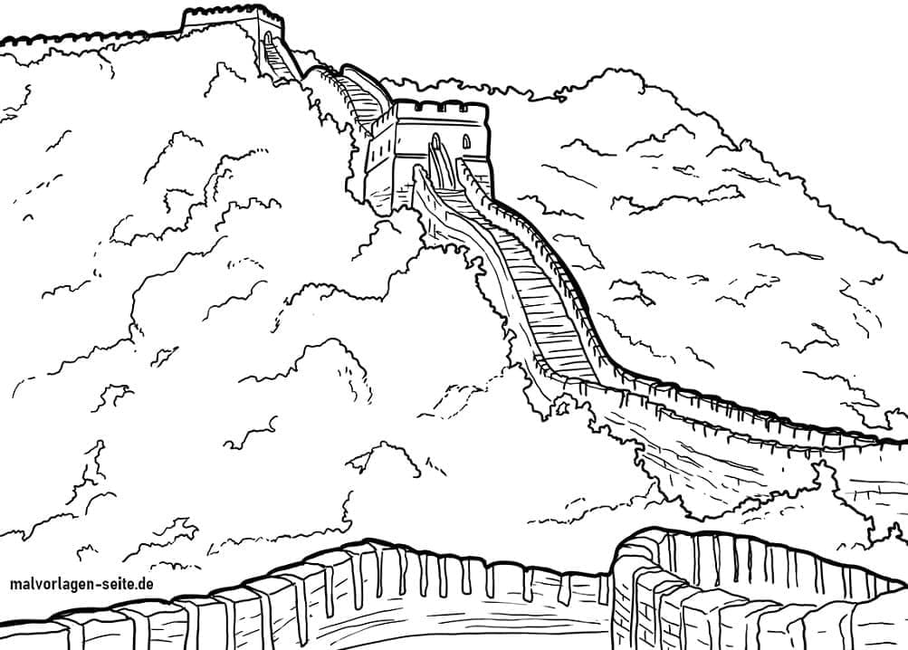 Coloriage gratuit Muraille de Chine #190414 de la collection Bâtiments et Architecture à imprimer