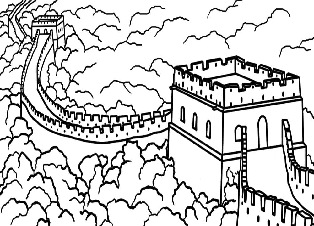 Coloriage gratuit Muraille de Chine #190417 de la collection Bâtiments et Architecture à imprimer