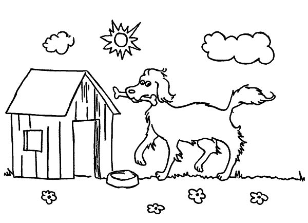 Dessin à colorier: Niche à chien (Bâtiments et Architecture) #62483 - Coloriages à Imprimer Gratuits