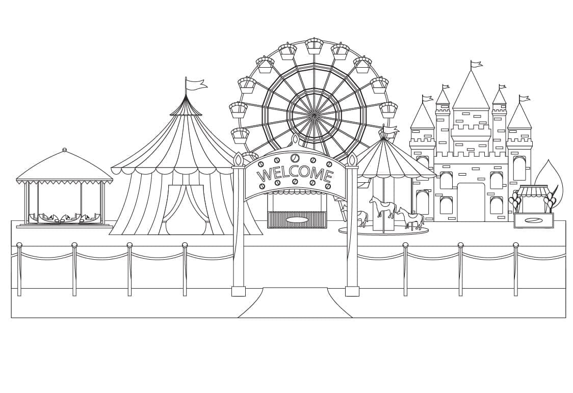 Coloriage gratuit Parc d’attractions #210888 de la collection Bâtiments et Architecture à imprimer