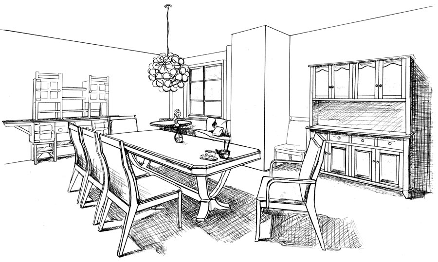 dining room line drawing