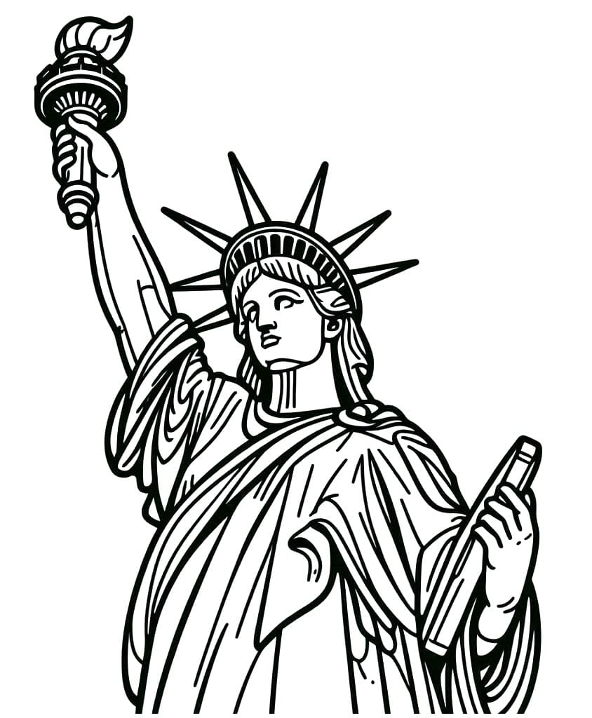Dessin à colorier: Statue de la Liberté (Bâtiments et Architecture) #218894 - Coloriages à Imprimer Gratuits