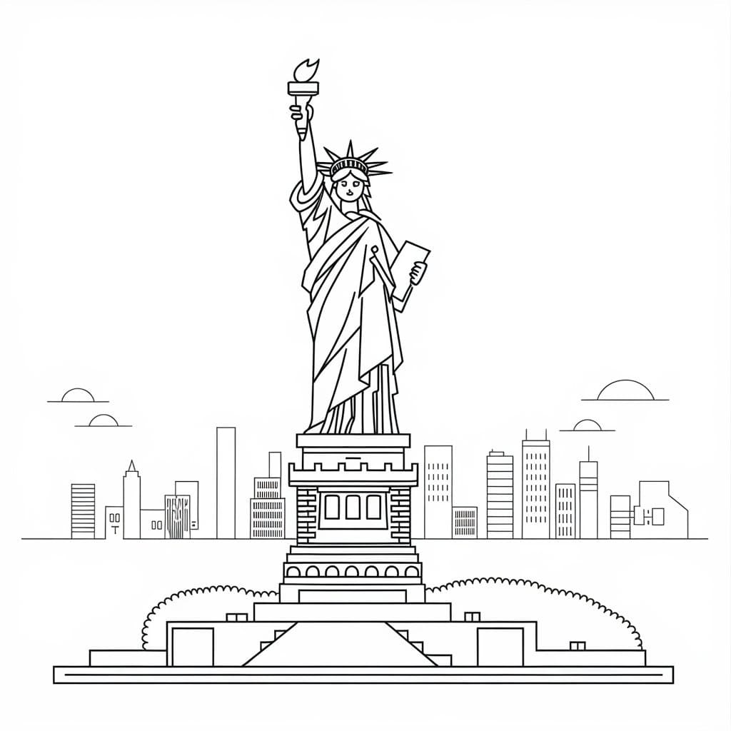 Coloriage gratuit Statue de la Liberté #218896 de la collection Bâtiments et Architecture à imprimer