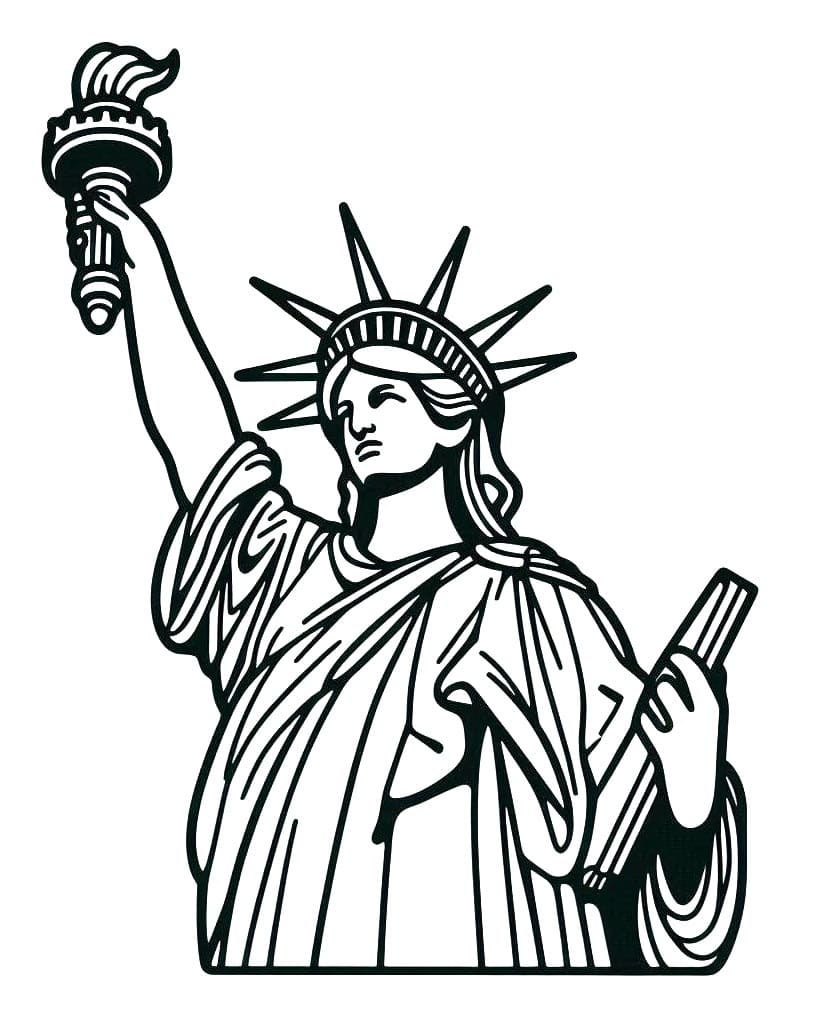 Coloriage gratuit Statue de la Liberté #218897 de la collection Bâtiments et Architecture à imprimer