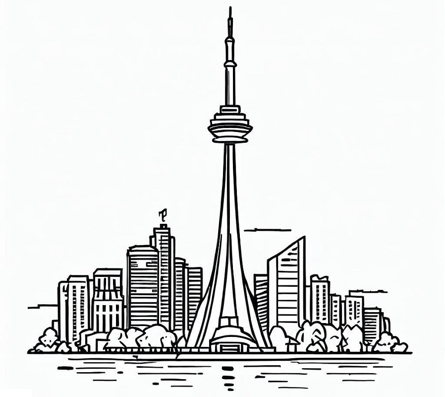 Coloriage gratuit Tour CN au Canada #185412 de la collection Bâtiments et Architecture à imprimer
