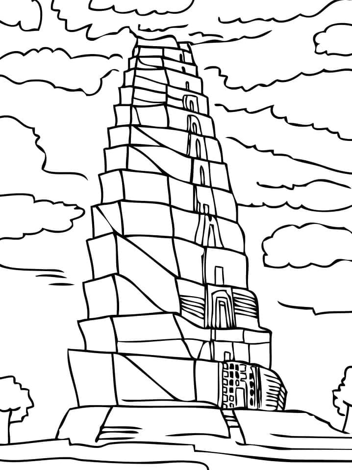 Coloriage gratuit Tour de Babel #213636 de la collection Bâtiments et Architecture à imprimer