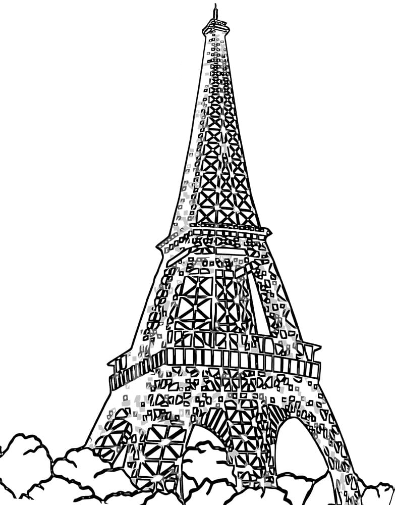 Coloriage gratuit Tour Eiffel #178832 de la collection Bâtiments et Architecture à imprimer