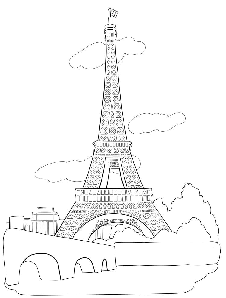 Coloriage gratuit Tour Eiffel #178857 de la collection Bâtiments et Architecture à imprimer