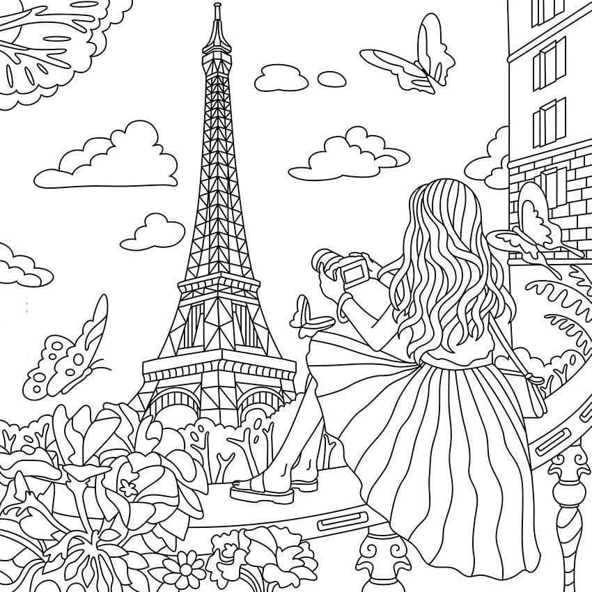 Coloriage gratuit Tour Eiffel #178859 de la collection Bâtiments et Architecture à imprimer