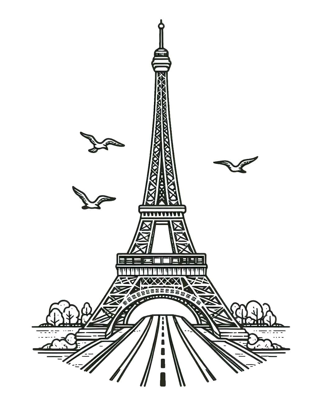 Coloriage gratuit Tour Eiffel #219092 de la collection Bâtiments et Architecture à imprimer