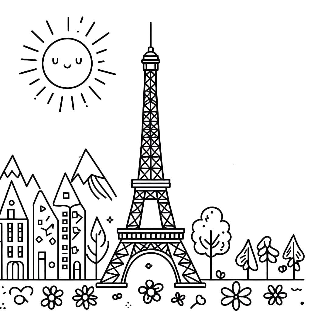 Coloriage gratuit Tour Eiffel #219108 de la collection Bâtiments et Architecture à imprimer