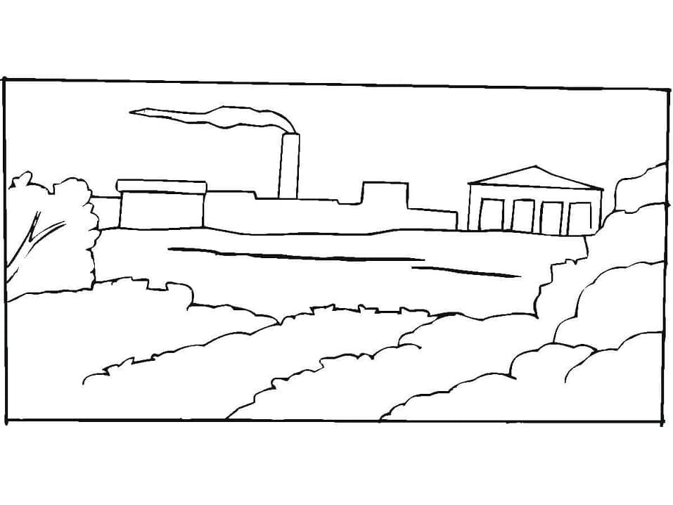Coloriage gratuit pour enfants et adultes Usine #185545, collection Bâtiments et Architecture