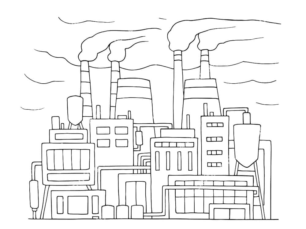 Coloriage gratuit Usine #185548 de la collection Bâtiments et Architecture à imprimer