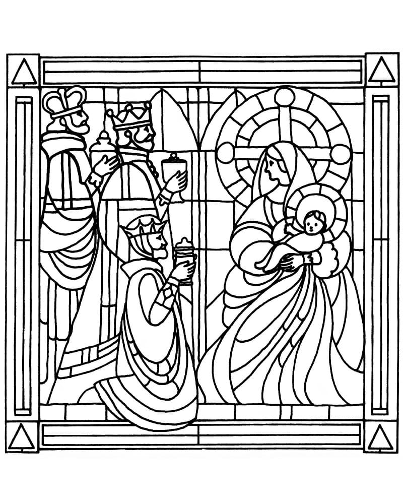 Dessin à colorier Vitrail #174292 issu de la collection Bâtiments et Architecture, prêt à imprimer