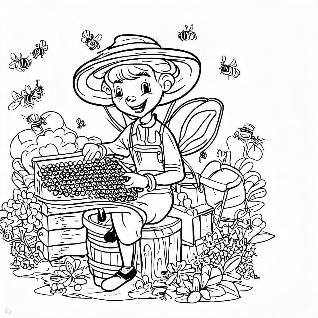 Coloriage gratuit Apiculteur #189938 de la collection Carrières et Professions à imprimer