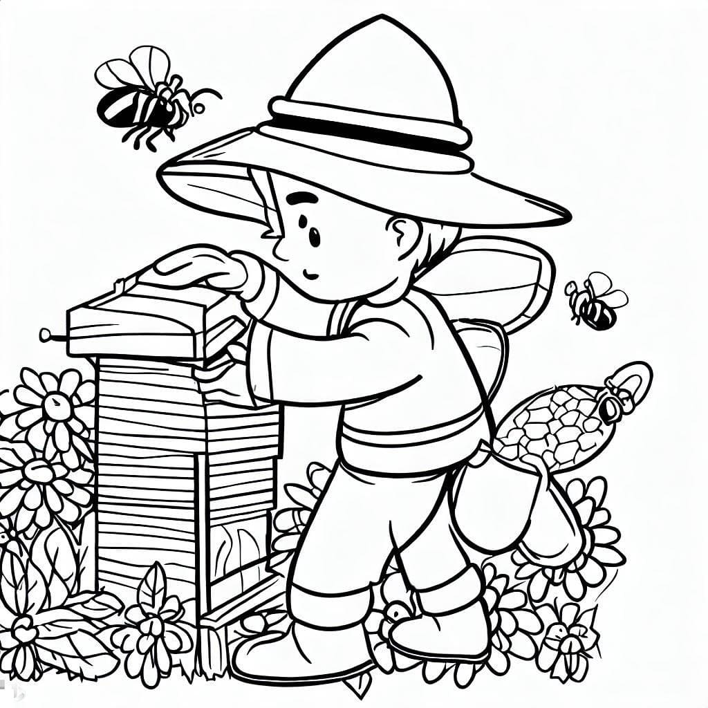 Coloriage gratuit Apiculteur #189943 de la collection Carrières et Professions à imprimer