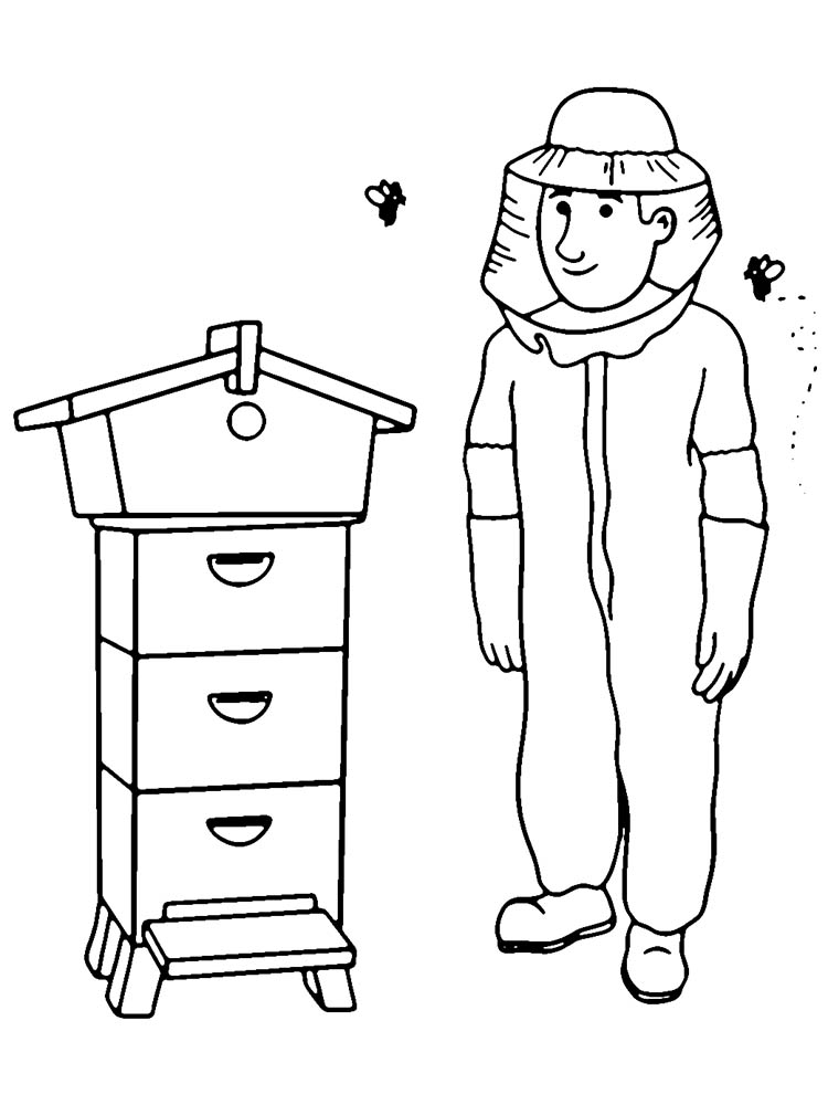 Coloriage gratuit Apiculteur #189945 de la collection Carrières et Professions à imprimer