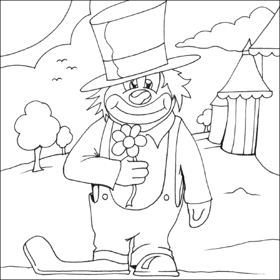 Coloriage gratuit Clown #91128 de la collection Carrières et Professions à imprimer