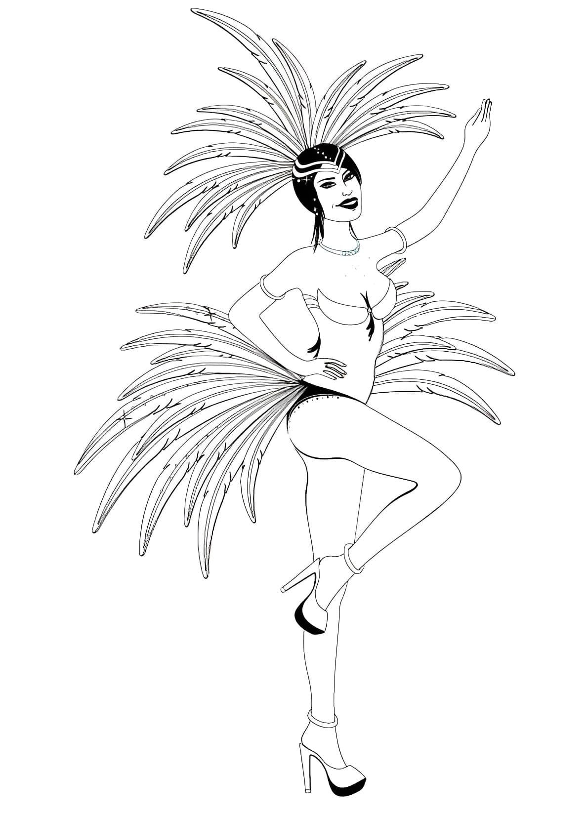 Dessin à colorier: Danseuse Brésilienne de Samba (Carrières et Professions) #191779 - Coloriages à Imprimer Gratuits