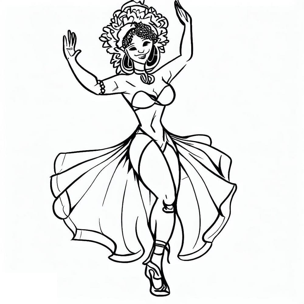 Dessin à colorier: Danseuse Brésilienne de Samba (Carrières et Professions) #191781 - Coloriages à Imprimer Gratuits