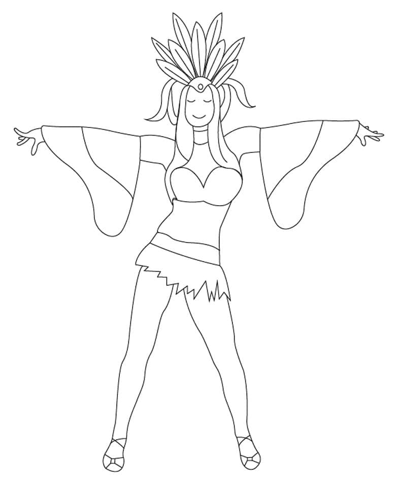 Dessin à colorier: Danseuse Brésilienne de Samba (Carrières et Professions) #191785 - Coloriages à Imprimer Gratuits