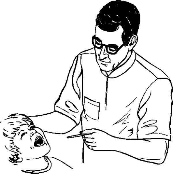 Illustration au trait Dentiste #200020 de la collection Carrières et Professions à colorier gratuitement