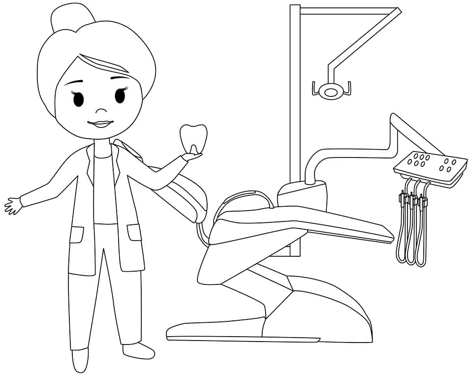 Coloriage à imprimer Dentiste #200032 de la série Carrières et Professions, gratuit pour enfants et adultes