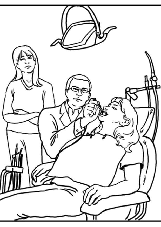 Illustration au trait Dentiste #200036 de la collection Carrières et Professions à colorier gratuitement