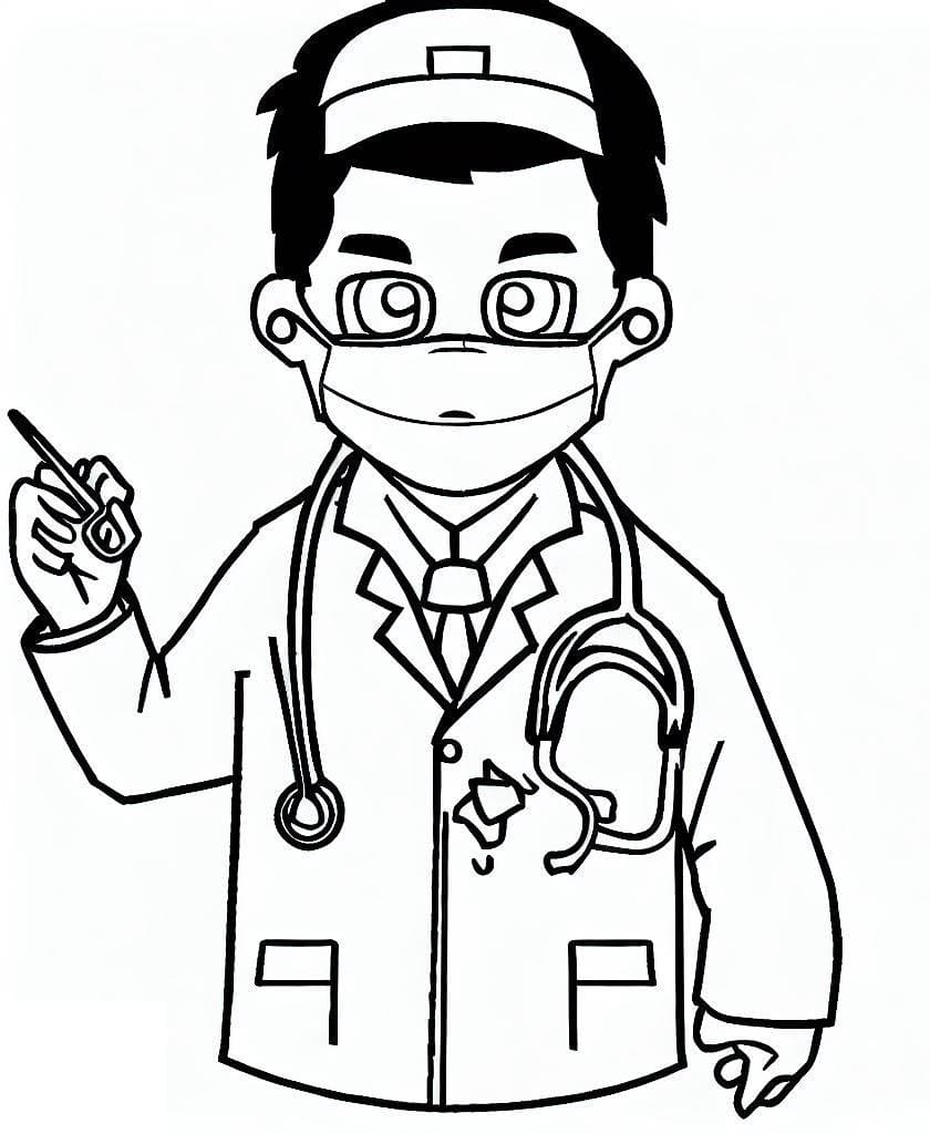 Dessin à colorier Docteur / Médecin #187834 issu de la collection Carrières et Professions, prêt à imprimer