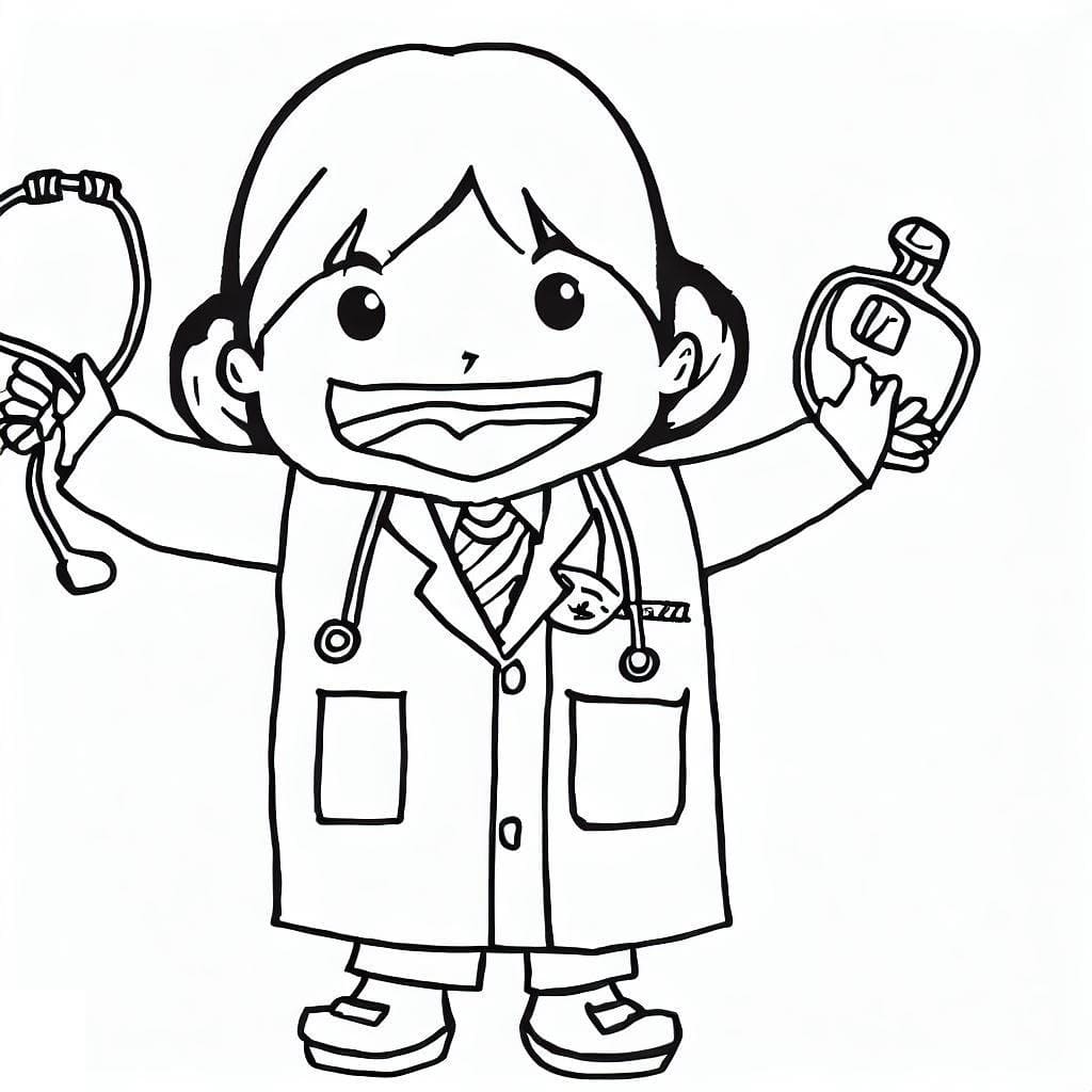 Dessin à colorier: Docteur / Médecin (Carrières et Professions) #187845 - Coloriages à Imprimer Gratuits