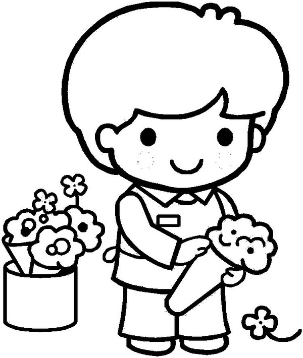 Dessin à colorier: Fleuriste (Carrières et Professions) #170343 - Coloriages à Imprimer Gratuits