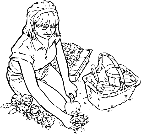 Dessin à colorier: Fleuriste (Carrières et Professions) #170345 - Coloriages à Imprimer Gratuits