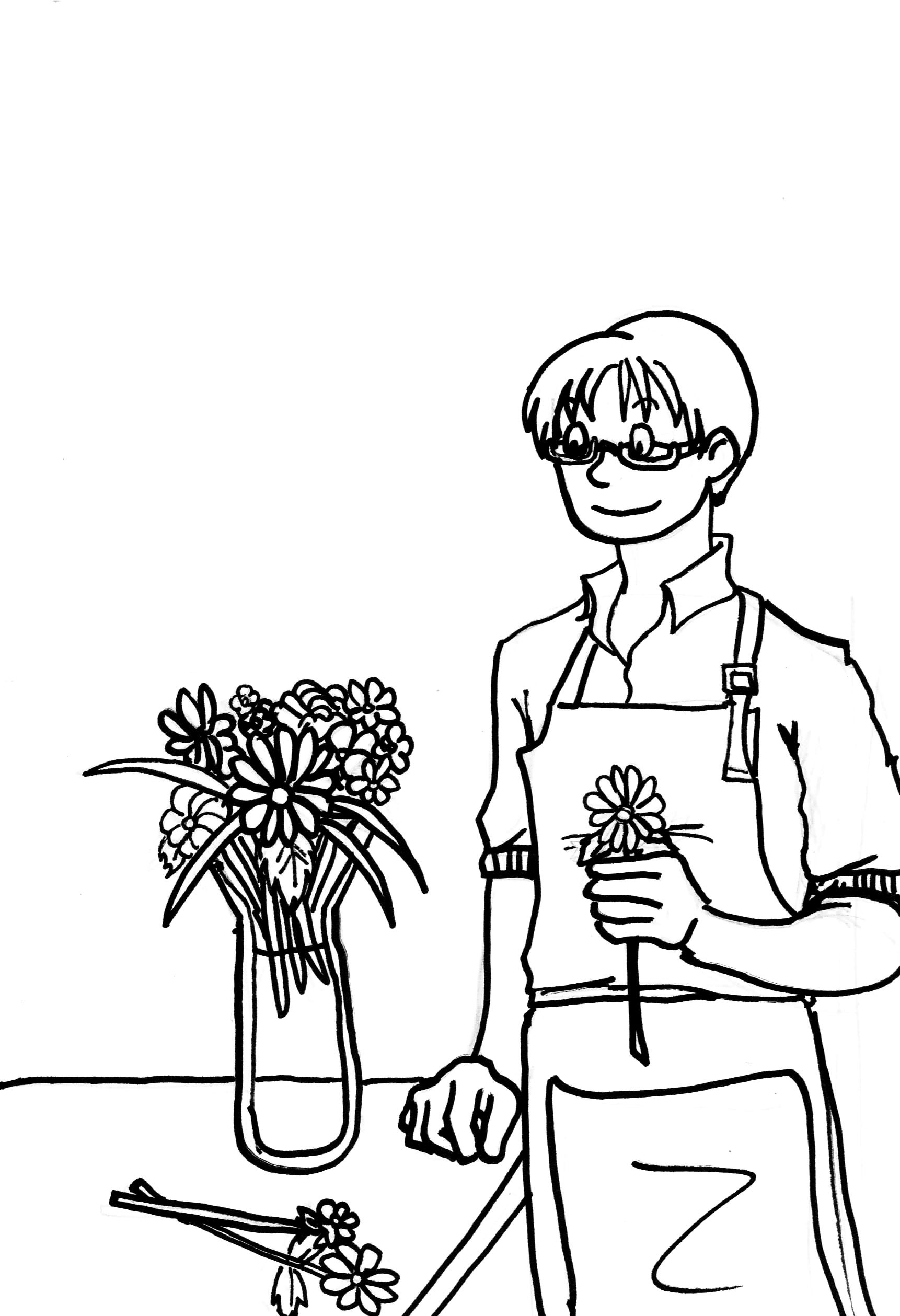 Dessin à colorier: Fleuriste (Carrières et Professions) #170346 - Coloriages à Imprimer Gratuits