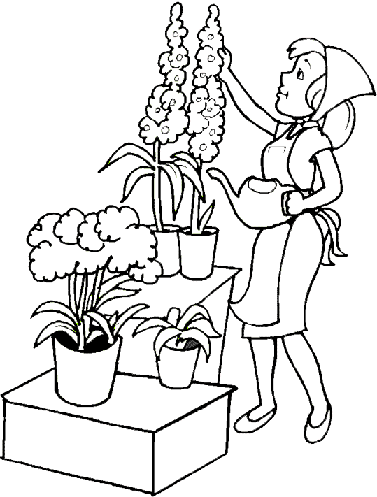 Dessin à colorier: Fleuriste (Carrières et Professions) #170351 - Coloriages à Imprimer Gratuits